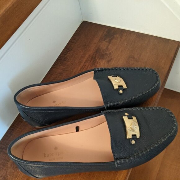Kate Spade navy blue women's carmen leather loafers in size 8 - Picture 2 of 9